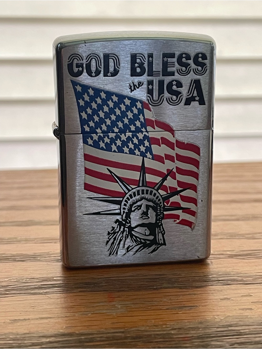 Vintage 2001 Patriotic Zippo Lighter - God Bless the USA - Empty